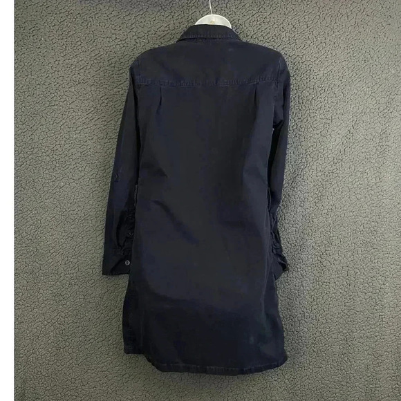 J.Crew Dark Blue Trench Dress Sz 4 - Button Up Long Sleeve Collared 100% Cotton - Picture 2 of 12